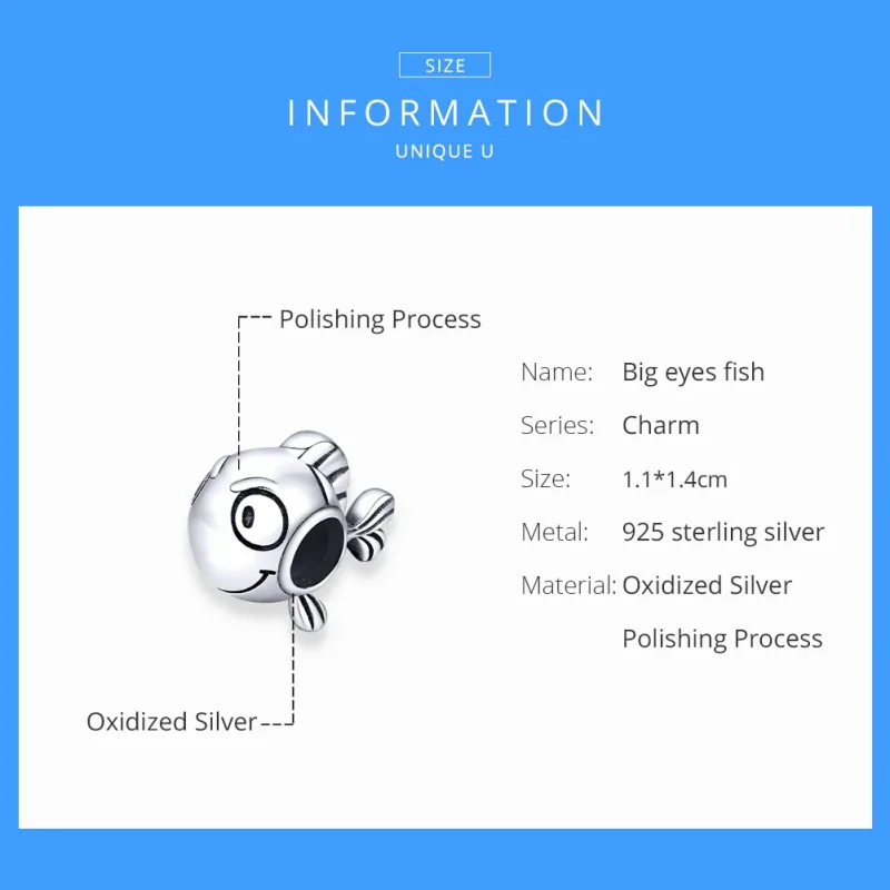 (immagine per) Charm tipo Pandora Pesce dagli occhi grandi - SCC1477 - Visualizza 6