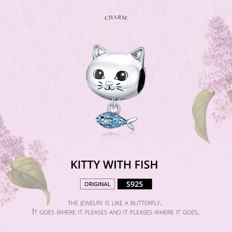 (immagine per) Charm tipo Pandora Pesce d'amore del gattino - BSC226 - Visualizza 6
