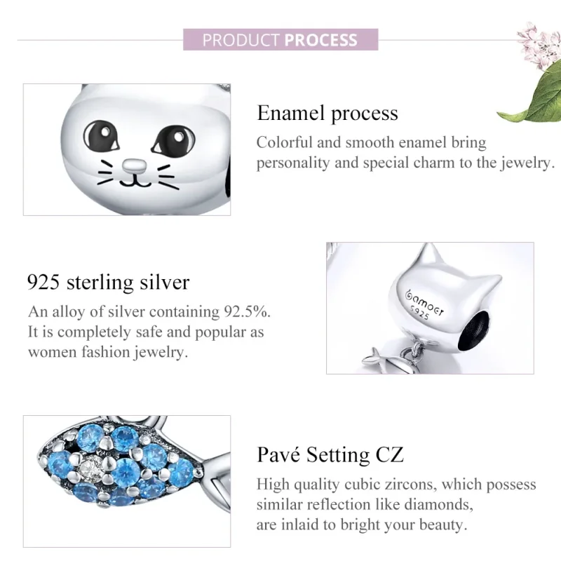 (immagine per) Charm tipo Pandora Pesce d'amore del gattino - BSC226 - Visualizza 8