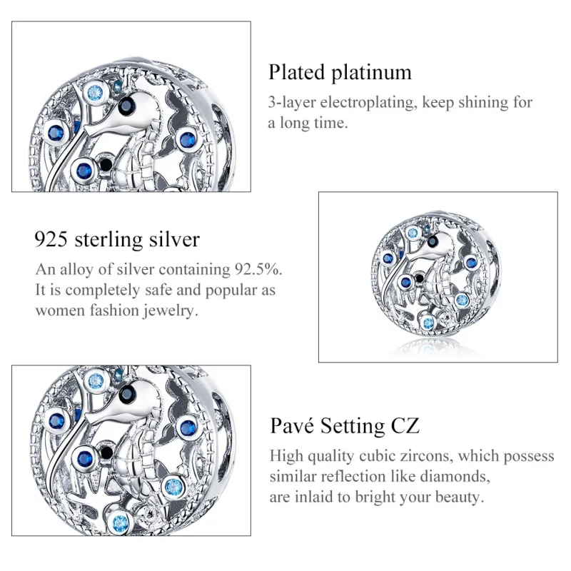 (immagine per) Charm tipo Pandora Piacevole cavalluccio marino - BSC266 - Visualizza 7