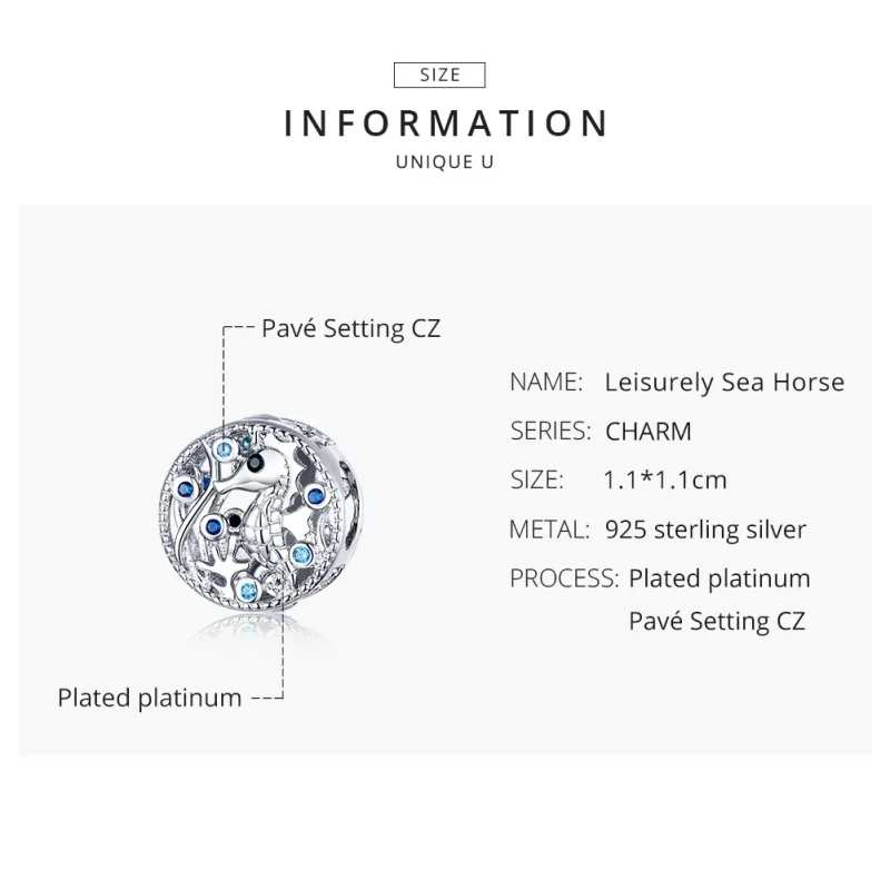 (immagine per) Charm tipo Pandora Piacevole cavalluccio marino - BSC266 - Visualizza 8