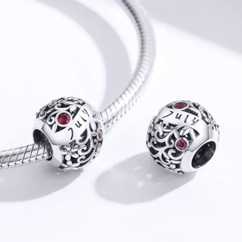 (immagine per) Charm tipo Pandora Pietra portafortuna del granato di luglio - SCC1385-7 - Visualizza 2