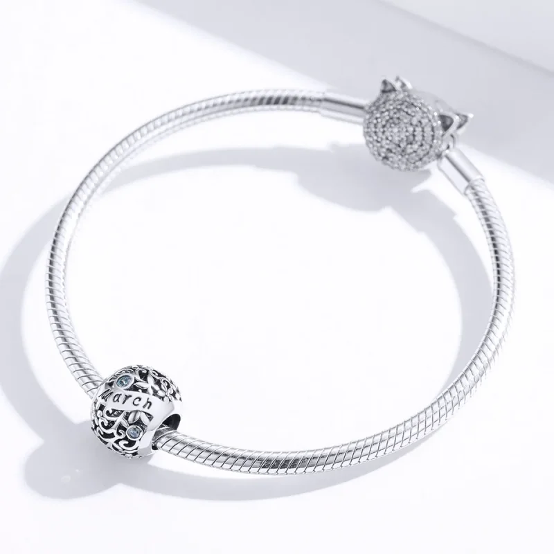 (immagine per) Charm tipo Pandora Pietra portafortuna di marzo - SCC1385-3 - Visualizza 2