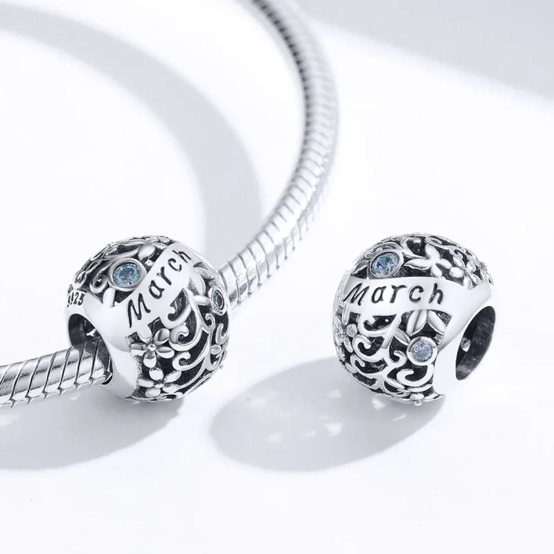 (immagine per) Charm tipo Pandora Pietra portafortuna di marzo - SCC1385-3 - Visualizza 3