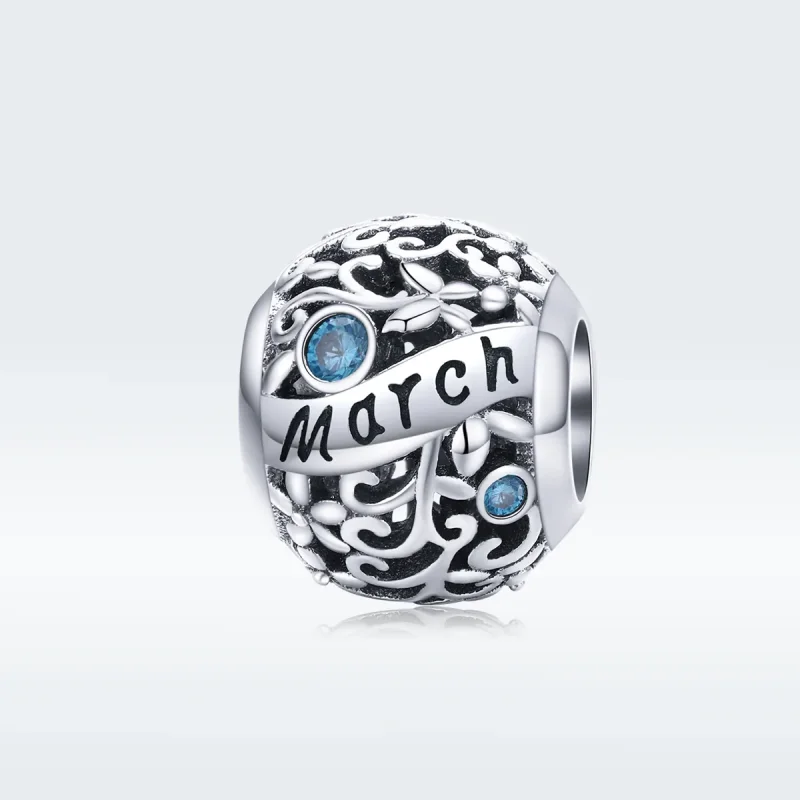 (immagine per) Charm tipo Pandora Pietra portafortuna di marzo - SCC1385-3 - Visualizza 5