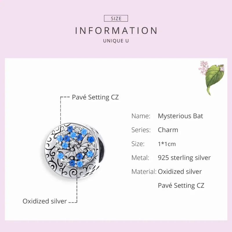 (immagine per) Charm tipo Pandora Pipistrello misterioso di pietra blu - SCC1554 - Visualizza 7