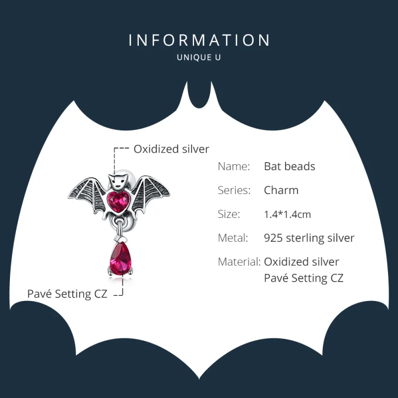 (immagine per) Charm tipo Pandora Pipistrello - SCC1779 - Visualizza 6