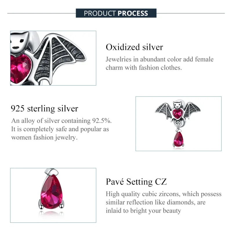 (immagine per) Charm tipo Pandora Pipistrello - SCC1779 - Visualizza 7