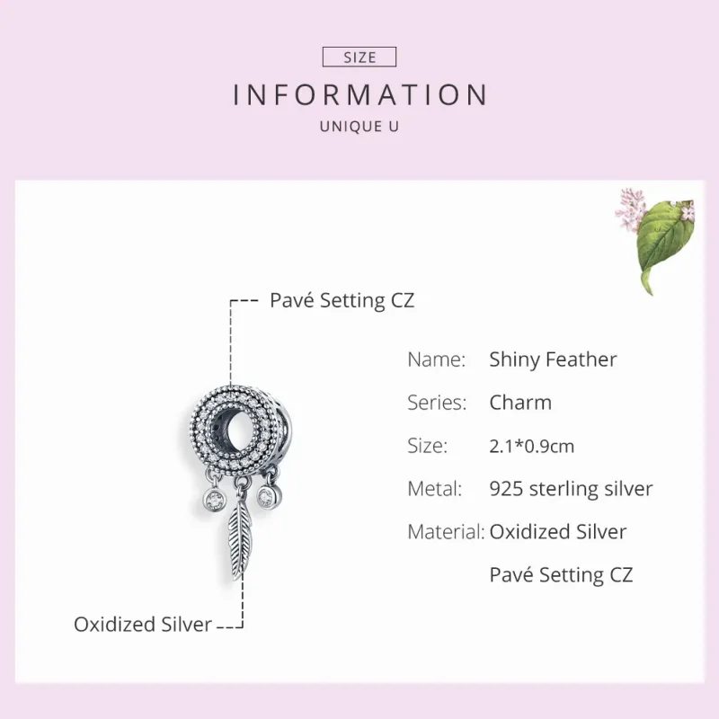(immagine per) Charm tipo Pandora Piuma lucida - SCC1550 - Visualizza 7