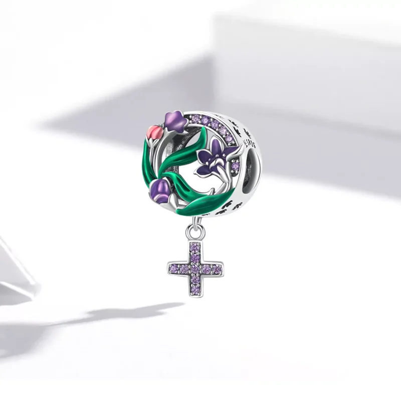 (immagine per) Charm tipo Pandora Potere femminile - Croce di fiori - SCC2142 - Visualizza 2