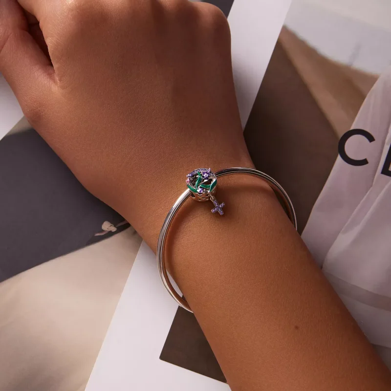 (immagine per) Charm tipo Pandora Potere femminile - Croce di fiori - SCC2142 - Visualizza 5