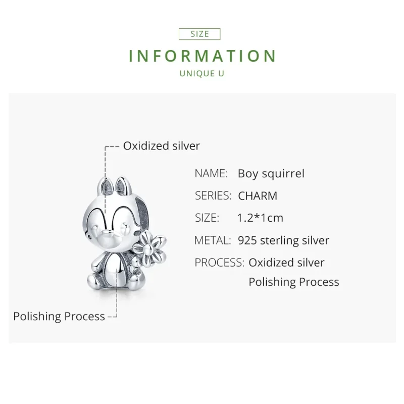 (immagine per) Charm tipo Pandora Ragazzo scoiattolo - SCC1868 - Visualizza 7