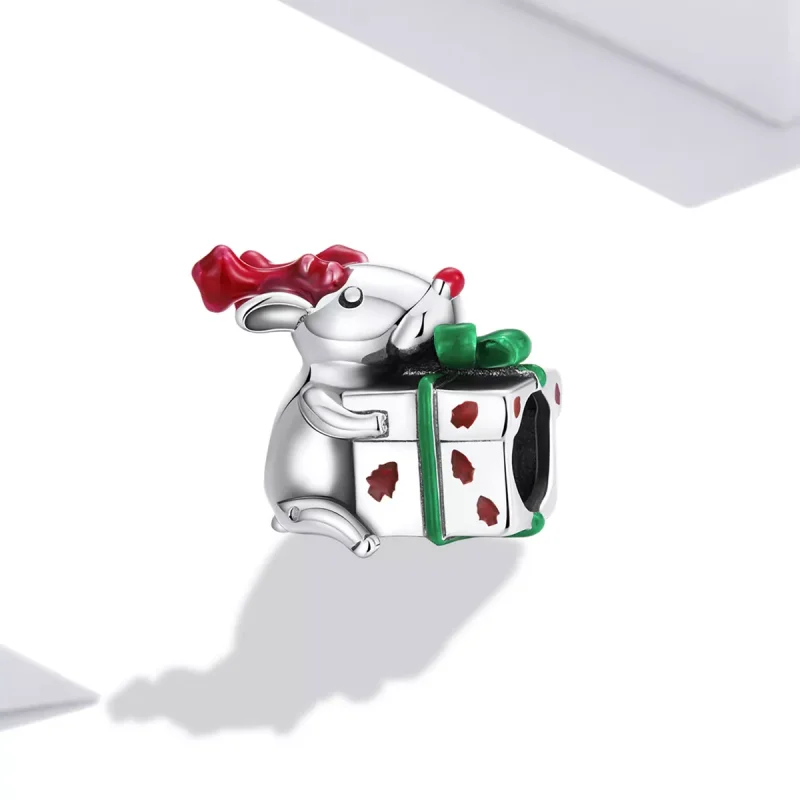 (immagine per) Charm tipo Pandora Renna che fa regali - BSC540 - Visualizza 2
