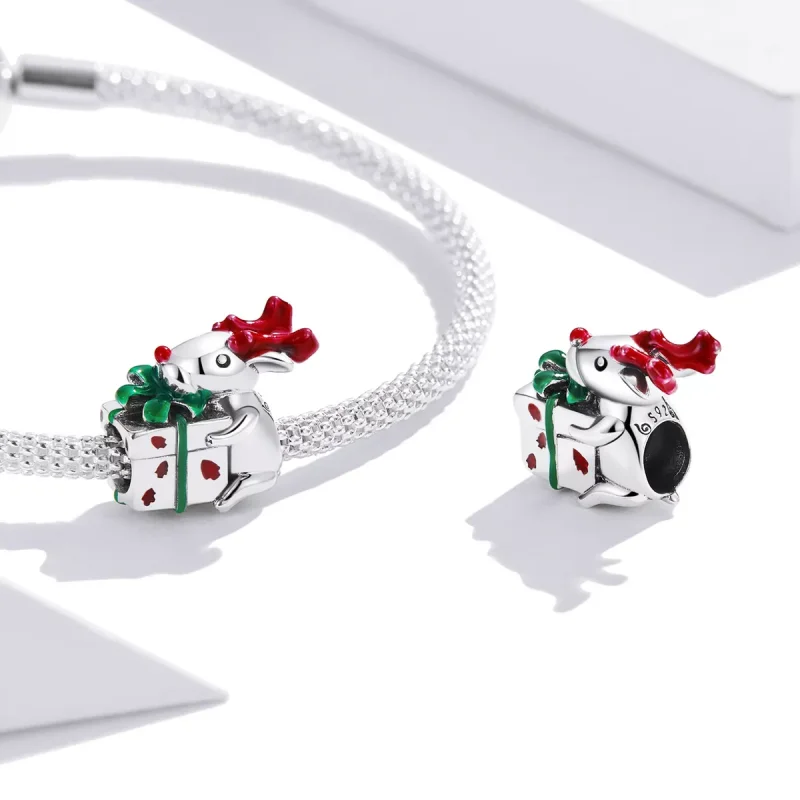 (immagine per) Charm tipo Pandora Renna che fa regali - BSC540 - Visualizza 4