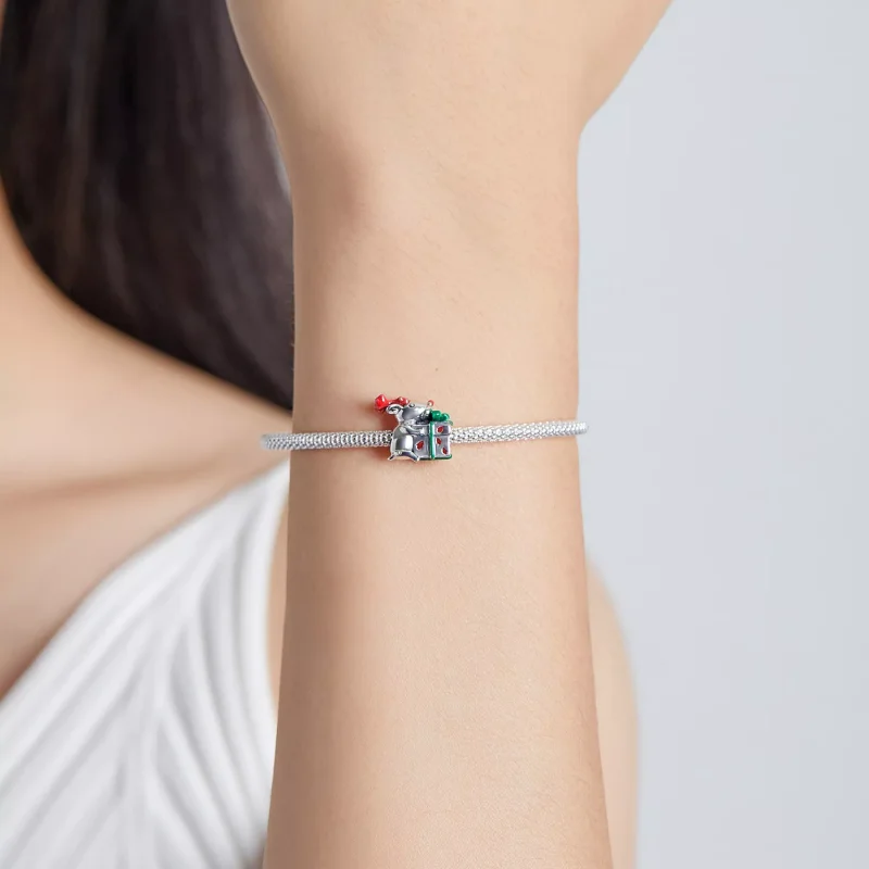 (immagine per) Charm tipo Pandora Renna che fa regali - BSC540 - Visualizza 5