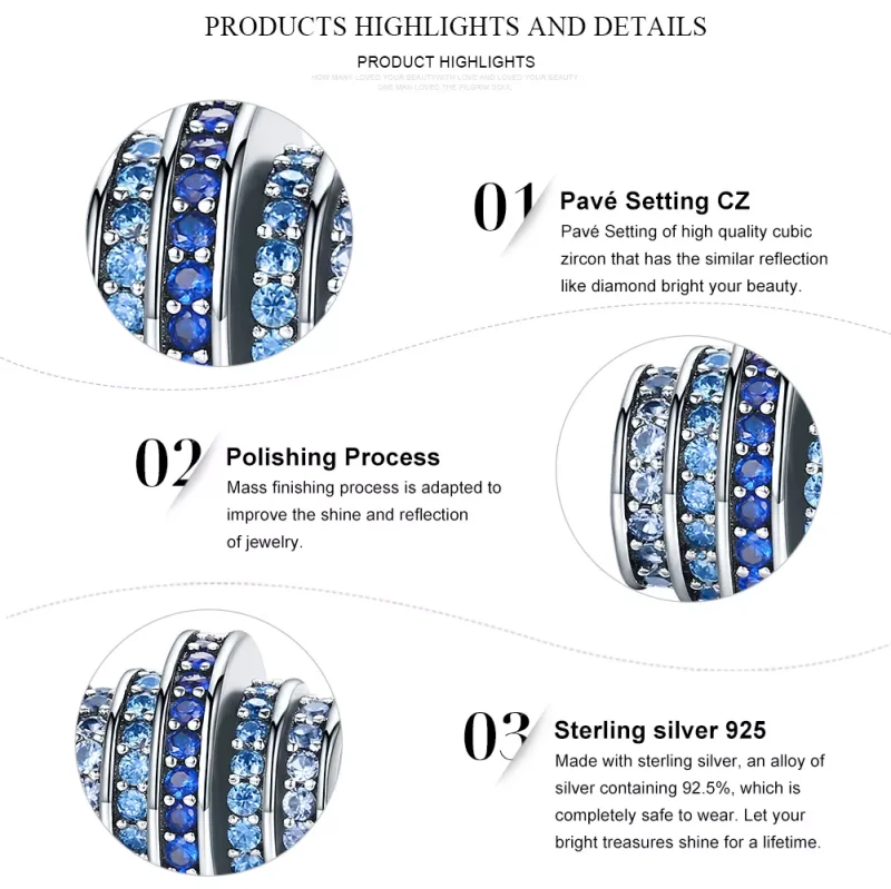 (immagine per) Charm tipo Pandora ritmo blu - SCC129 - Visualizza 5
