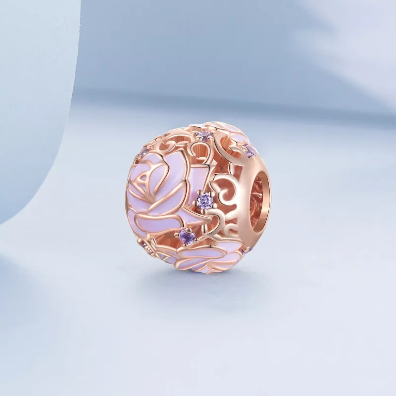 (immagine per) Charm tipo Pandora Rosa Viola - BSC644 - Visualizza 2