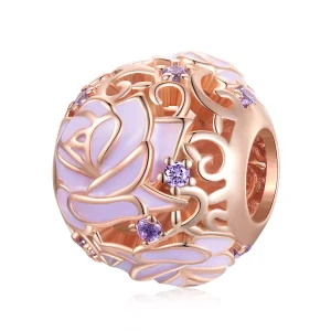 (immagine per) Charm tipo Pandora Rosa Viola - BSC644