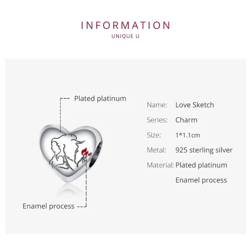 (immagine per) Charm tipo Pandora Schizzo d'amore - BSC321 - Visualizza 6