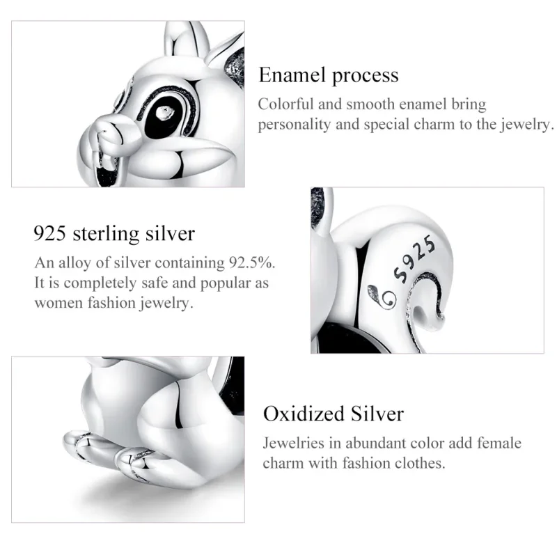 (immagine per) Charm tipo Pandora Scoiattolo carino - BSC338 - Visualizza 7