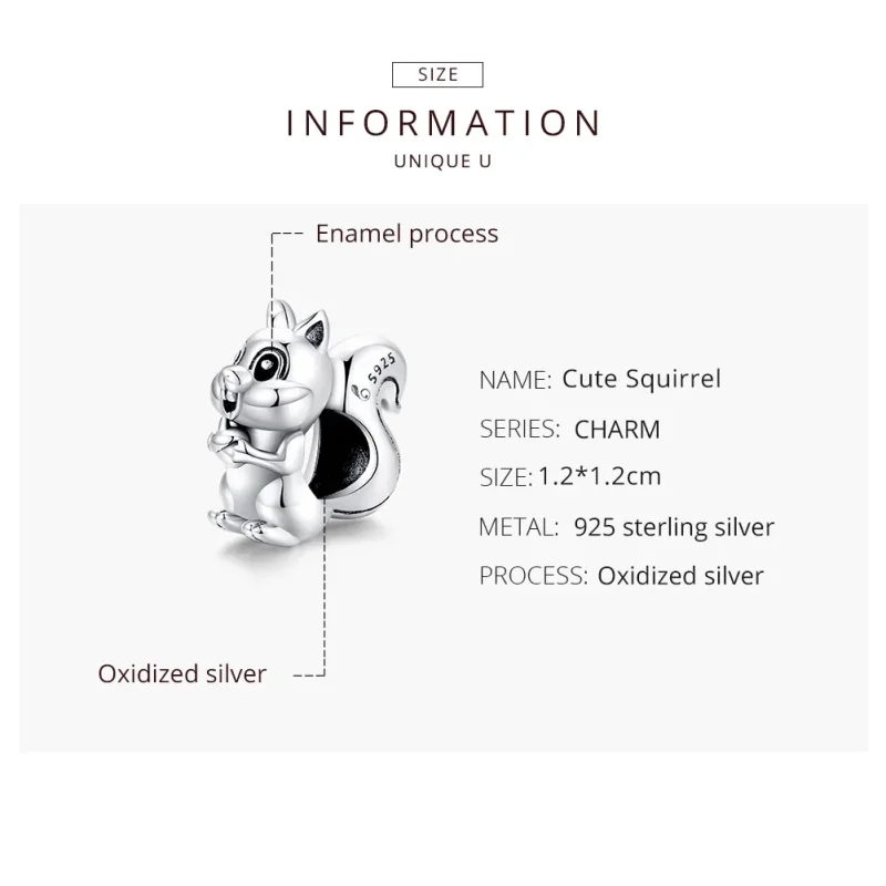 (immagine per) Charm tipo Pandora Scoiattolo carino - BSC338 - Visualizza 8