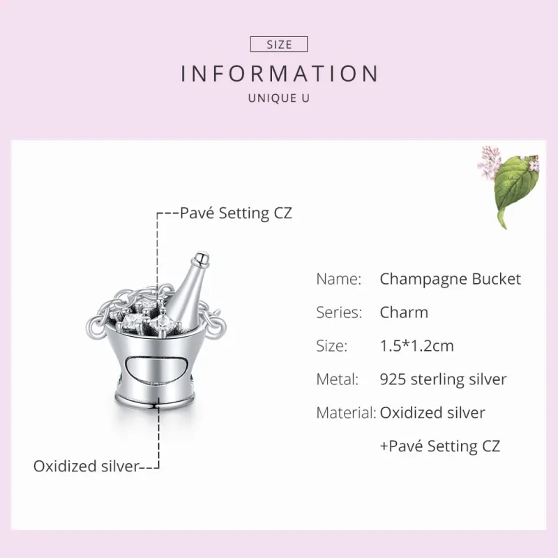 (immagine per) Charm tipo Pandora Secchio di Champagne - SCC1687 - Visualizza 7