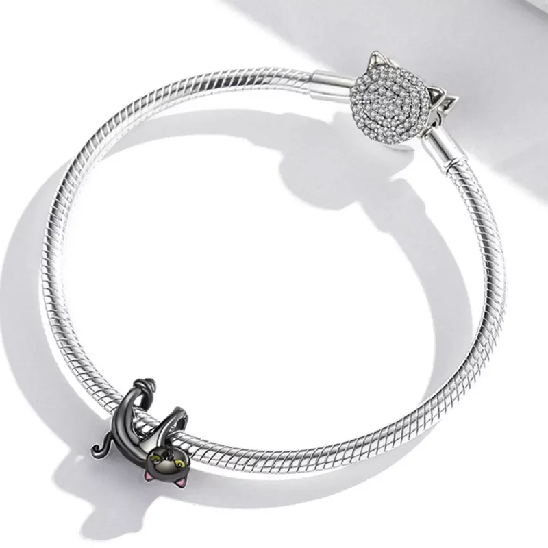 (immagine per) Charm tipo Pandora Simpatico gatto nero - BSC520 - Visualizza 3