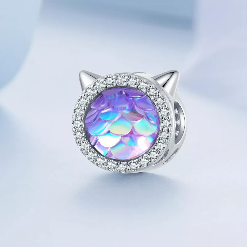 (immagine per) Charm tipo Pandora Squama di pesce testa di gatto - BSC703 - Visualizza 2
