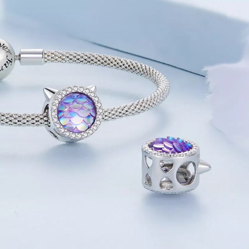 (immagine per) Charm tipo Pandora Squama di pesce testa di gatto - BSC703 - Visualizza 4