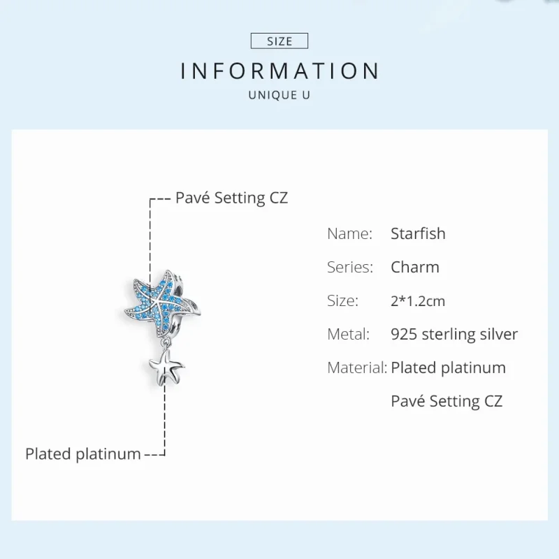 (immagine per) Charm tipo Pandora Stelle marine oceaniche - BSC252 - Visualizza 6