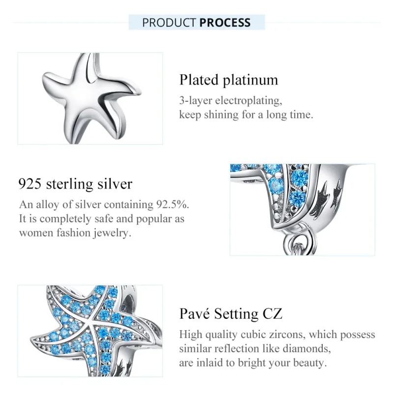 (immagine per) Charm tipo Pandora Stelle marine oceaniche - BSC252 - Visualizza 7