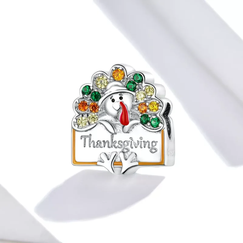 (immagine per) Charm tipo Pandora Tacchino del Ringraziamento - BSC339 - Visualizza 2