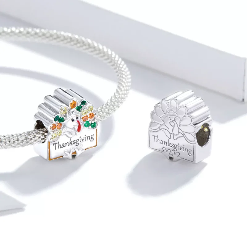(immagine per) Charm tipo Pandora Tacchino del Ringraziamento - BSC339 - Visualizza 4