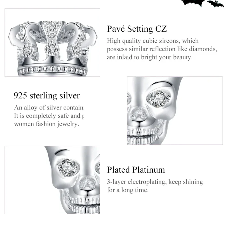 (immagine per) Charm tipo Pandora Teschio Con Corona - SCC1361 - Visualizza 6