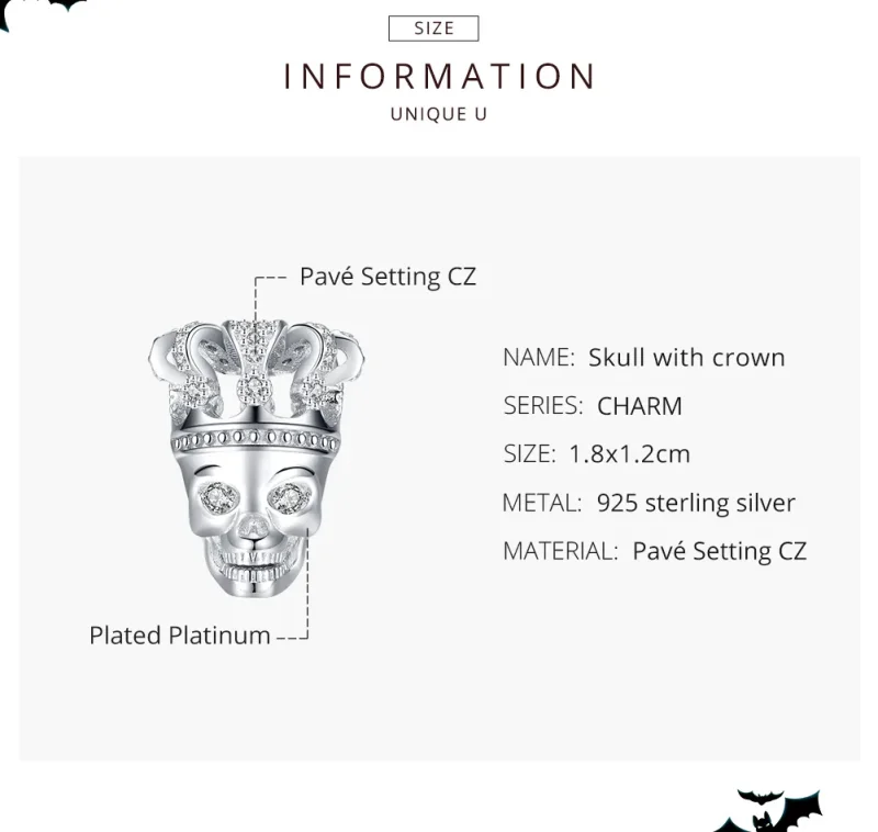 (immagine per) Charm tipo Pandora Teschio Con Corona - SCC1361 - Visualizza 7