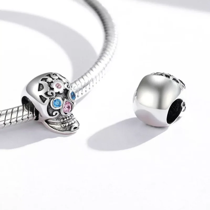 (immagine per) Charm tipo Pandora Teschio traforato - BSC524 - Visualizza 3