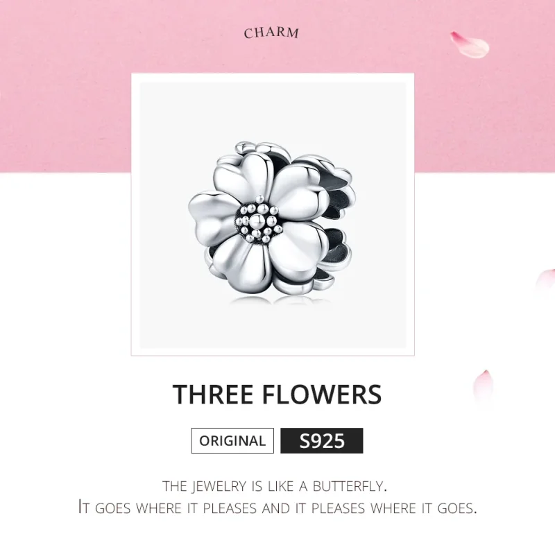 (immagine per) Charm tipo Pandora Tre fiori - SCC1486 - Visualizza 5