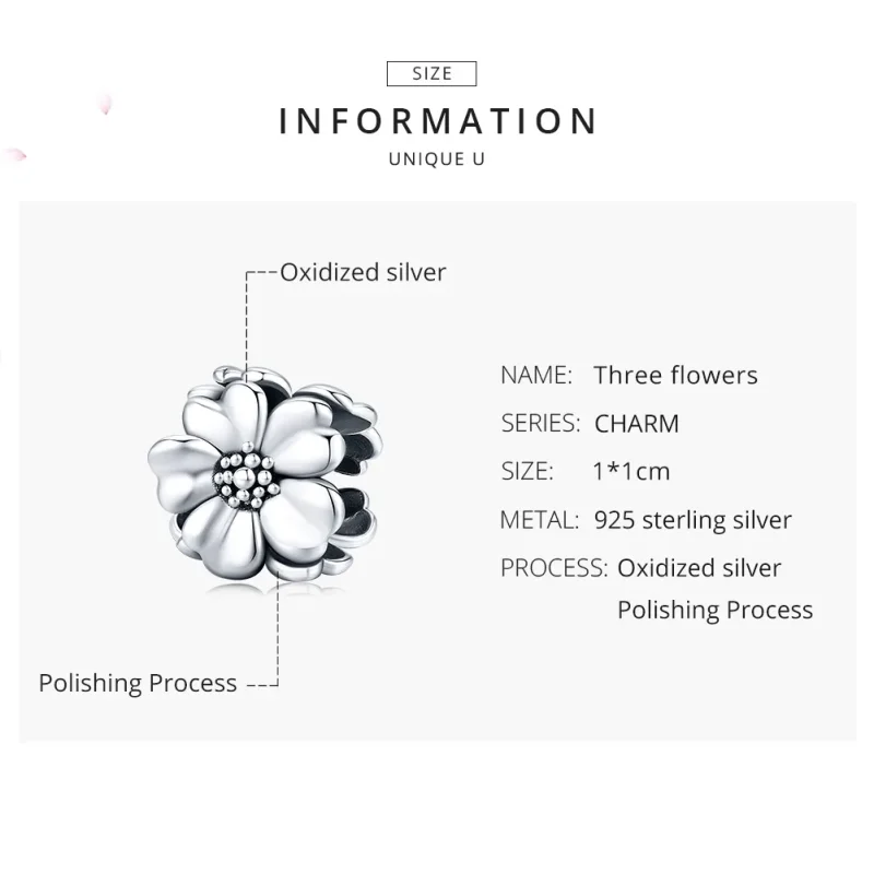 (immagine per) Charm tipo Pandora Tre fiori - SCC1486 - Visualizza 7