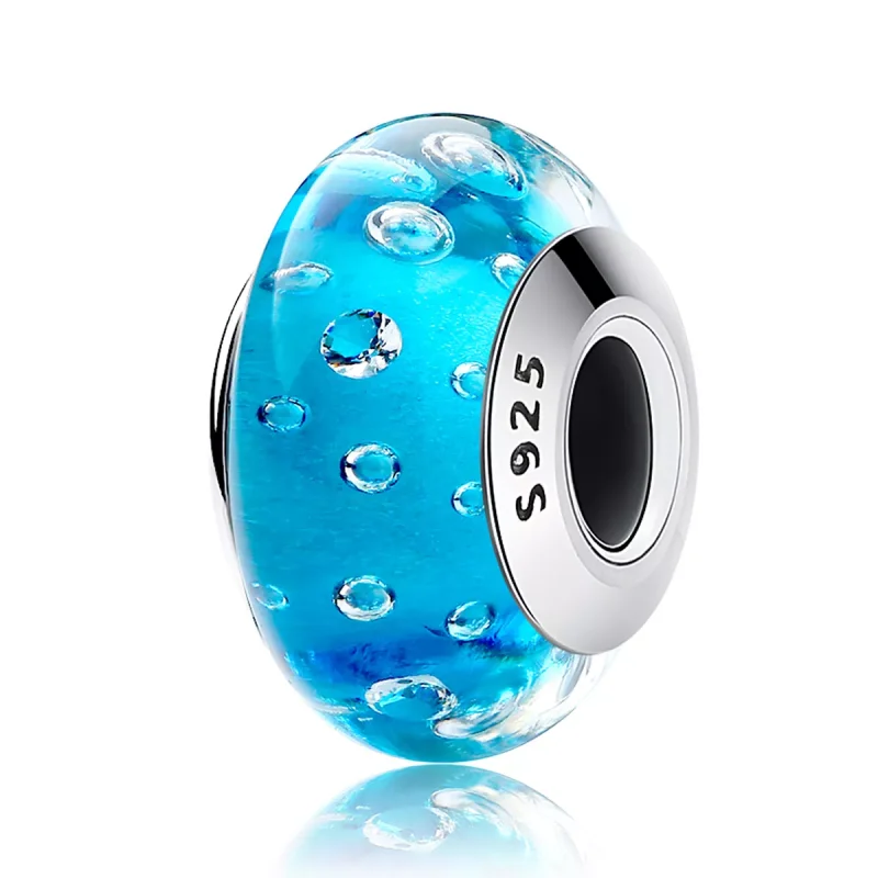 (immagine per) Charm tipo Pandora Trend Blu con Vetro di Murano Filettato - SCZ029 - Visualizza 2