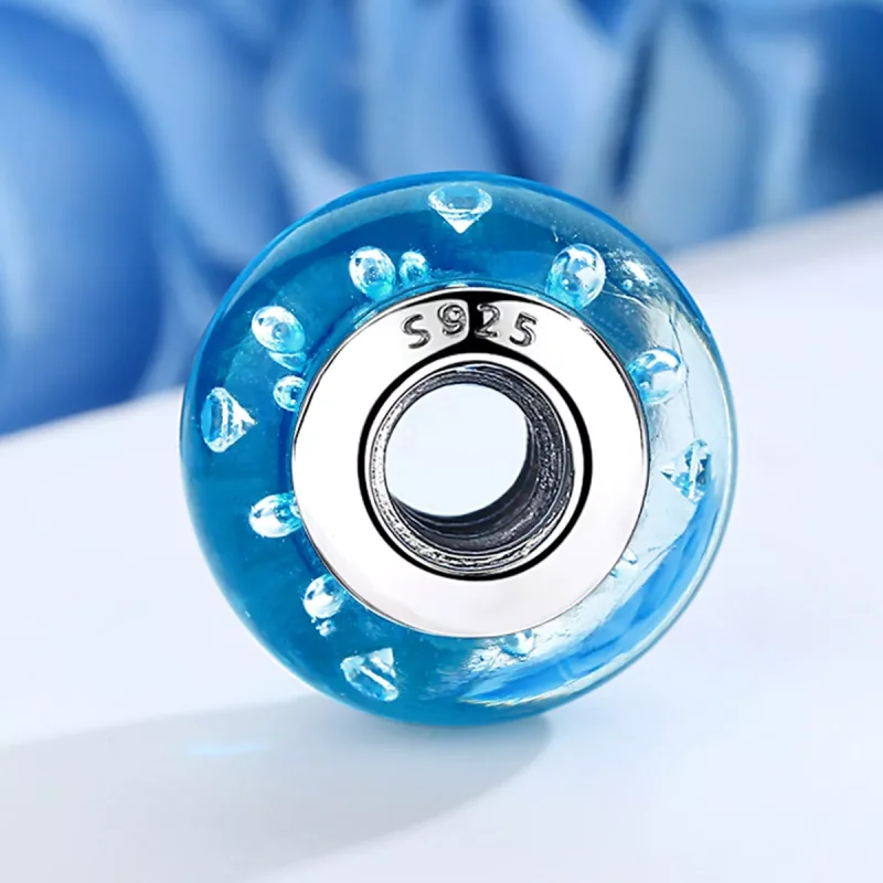 (immagine per) Charm tipo Pandora Trend Blu con Vetro di Murano Filettato - SCZ029 - Visualizza 4
