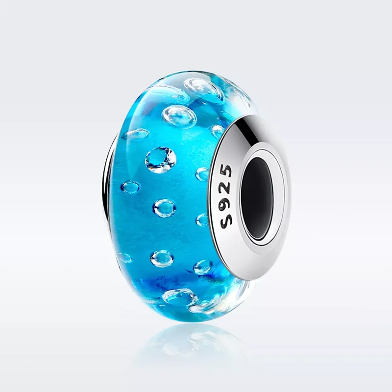 (immagine per) Charm tipo Pandora Trend Blu con Vetro di Murano Filettato - SCZ029