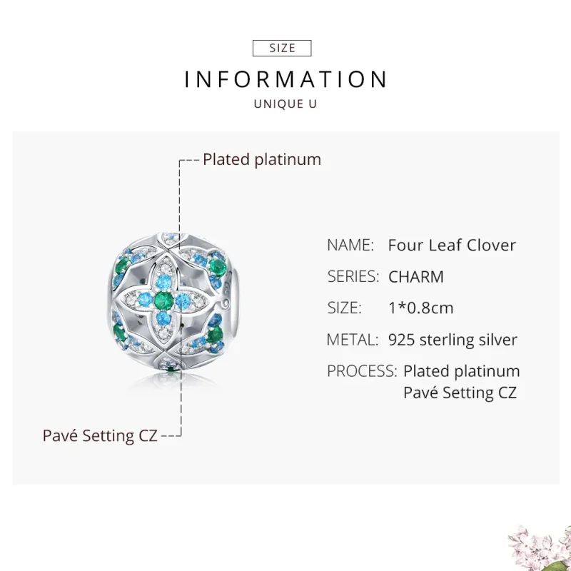 (immagine per) Charm tipo Pandora Trifoglio - BSC115 - Visualizza 6