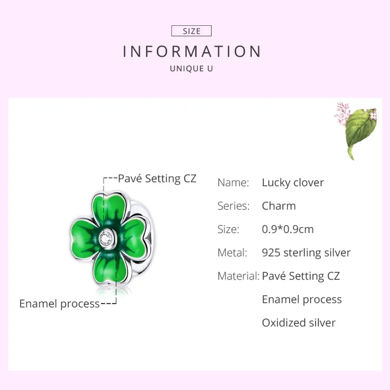 (immagine per) Charm tipo Pandora Trifoglio fortunato - SCC1749 - Visualizza 7