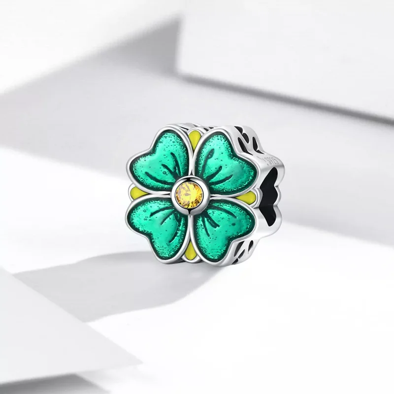 (immagine per) Charm tipo Pandora Trifoglio fortunato - SCC2018 - Visualizza 2