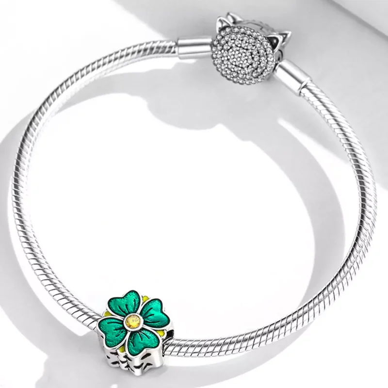 (immagine per) Charm tipo Pandora Trifoglio fortunato - SCC2018 - Visualizza 3