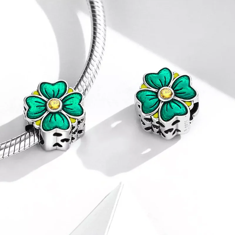 (immagine per) Charm tipo Pandora Trifoglio fortunato - SCC2018 - Visualizza 4