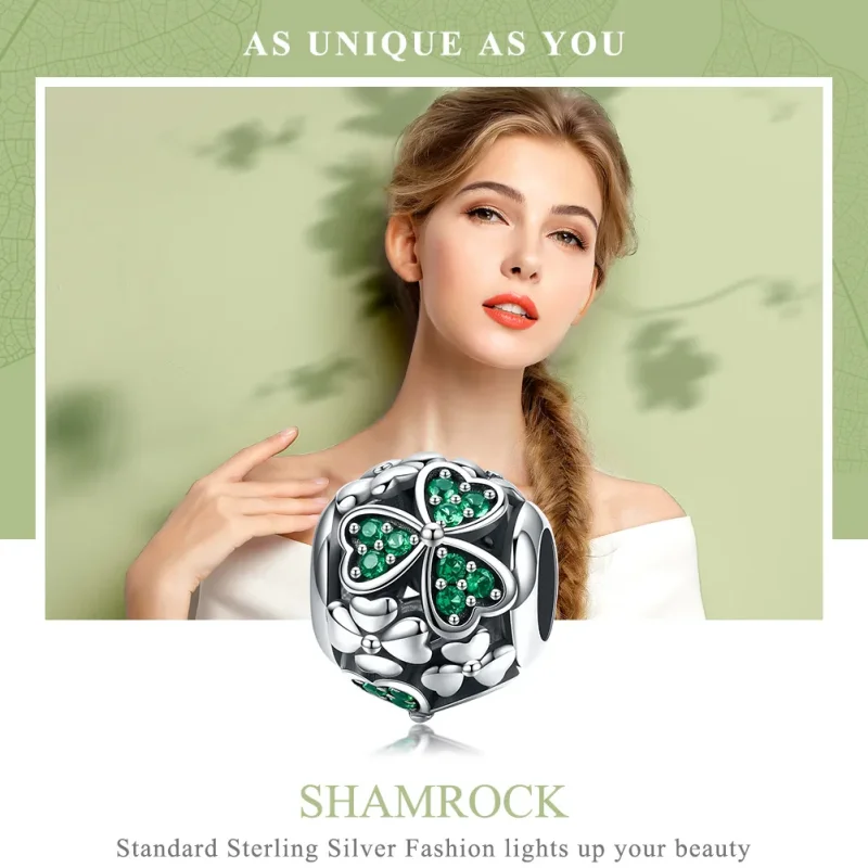 (immagine per) Charm tipo Pandora Trifoglio Verde - SCC964 - Visualizza 6