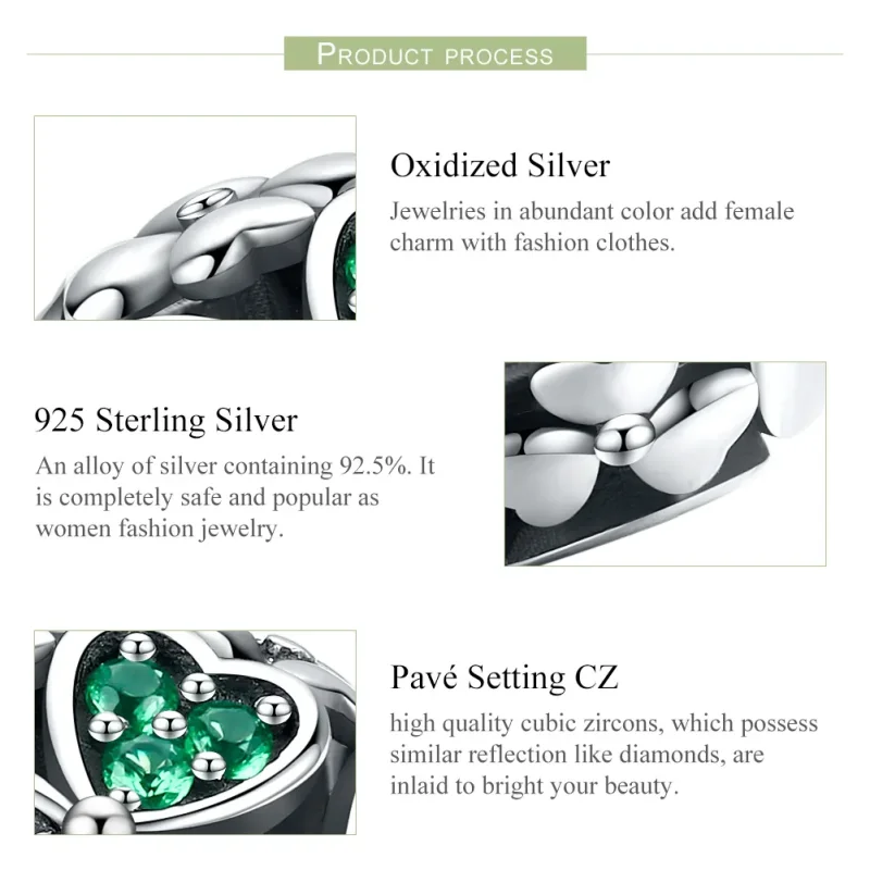 (immagine per) Charm tipo Pandora Trifoglio Verde - SCC964 - Visualizza 7