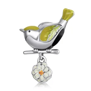 (immagine per) Charm tipo Pandora Uccelli e fiori - Inizio della primavera - SCC2191