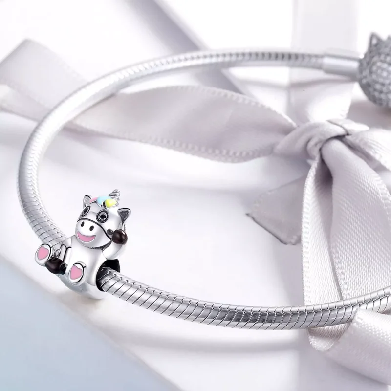 (immagine per) Charm tipo Pandora Unicorno carino - BSC041 - Visualizza 2